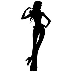 black silhouettes of fashion model girl