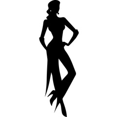 black silhouettes of fashion model girl