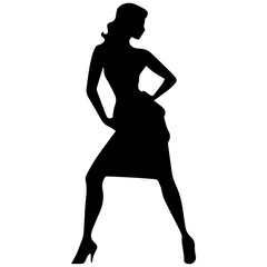 black silhouettes of fashion model girl