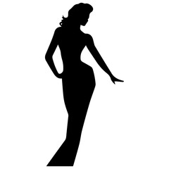 black silhouettes of fashion model girl