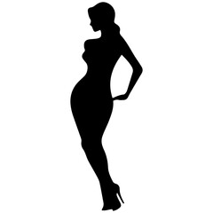 black silhouettes of fashion model girl