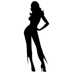 black silhouettes of fashion model girl