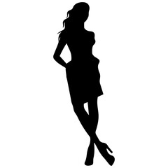 black silhouettes of fashion model girl
