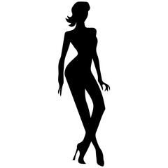 black silhouettes of fashion model girl