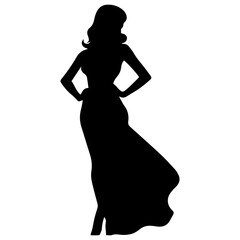 black silhouettes of fashion model girl