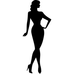 black silhouettes of fashion model girl