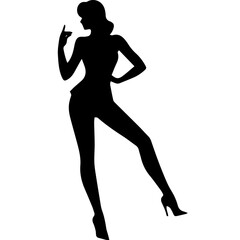 black silhouettes of fashion model girl