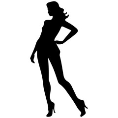 black silhouettes of fashion model girl