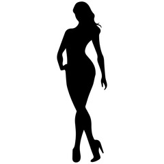 black silhouettes of fashion model girl