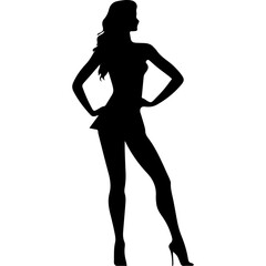 black silhouettes of fashion model girl