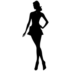 Fototapeta premium black silhouettes of fashion model girl