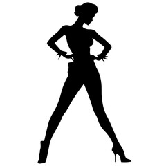 black silhouettes of fashion model girl