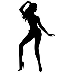 black silhouettes of fashion model girl