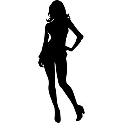 black silhouettes of fashion model girl