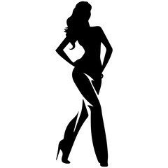 black silhouettes of fashion model girl