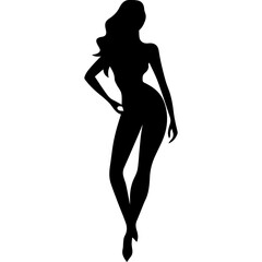 black silhouettes of fashion model girl
