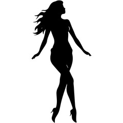 black silhouettes of fashion model girl