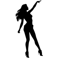 black silhouettes of fashion model girl