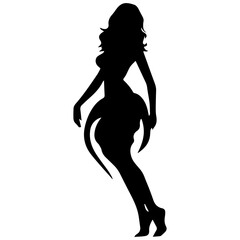 black silhouettes of fashion model girl