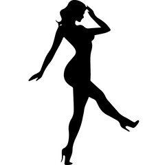 black silhouettes of fashion model girl