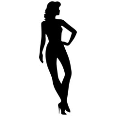 Fototapeta premium black silhouettes of fashion model girl