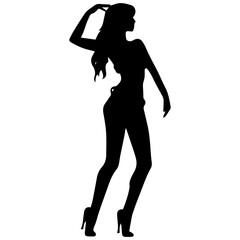 black silhouettes of fashion model girl