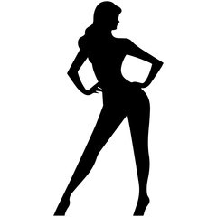 black silhouettes of fashion model girl