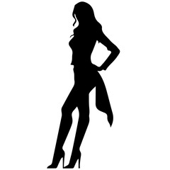 black silhouettes of fashion model girl