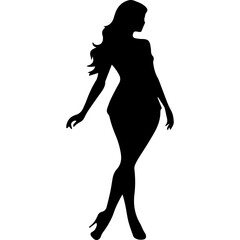 black silhouettes of fashion model girl