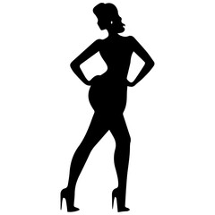 black silhouettes of fashion model girl