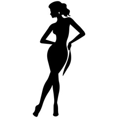 black silhouettes of fashion model girl