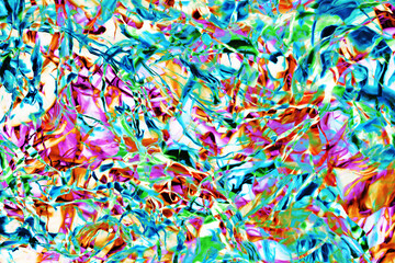 Fototapeta na wymiar Colorful paint pigment mix. Rainbow color. Ornament mosaic swirl shapes background. Neon glow fluid. Uv light background. Artistic marbling texture. Modern art texture. Closeup science effect.