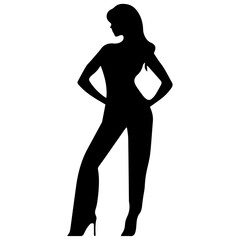 black silhouettes of fashion model girl