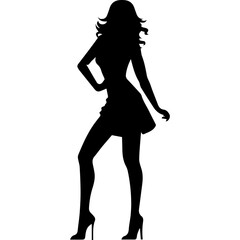 Naklejka premium black silhouettes of fashion model girl