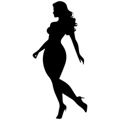 black silhouettes of fashion model girl