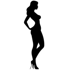 black silhouettes of fashion model girl