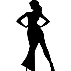 black silhouettes of fashion model girl
