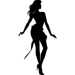 black silhouettes of fashion model girl
