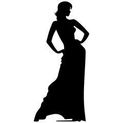 black silhouettes of fashion model girl