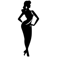 black silhouettes of fashion model girl