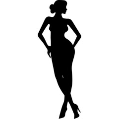 black silhouettes of fashion model girl