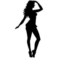 black silhouettes of fashion model girl