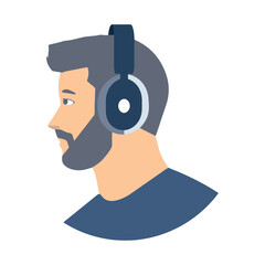 Smiling businessman listening to music with headphones