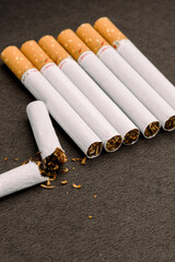 close view of of several cigarettes
