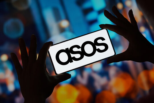 September 11, 2023, Brazil. In this photo illustration, the ASOS logo is displayed on a smartphone screen.