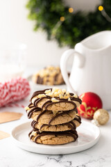 Christmas cookies with crystallized ginger and dark chocolate