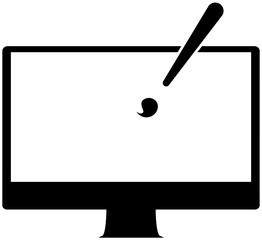 illustration of brush and monitor on transparent background