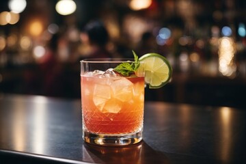 Cocktail with lemon and ice