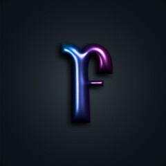 3d Iridescent Chrome Letter. Modern Y2k Holographic Alphabet F Shape