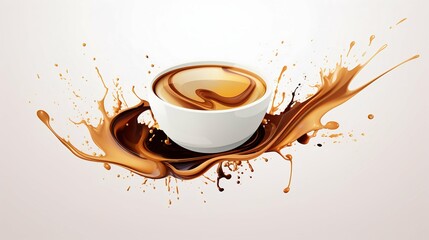 Coffee Cup Stain Banner Isolated on White. Generative ai